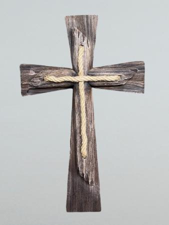 Wood Cross with Rope  in Yankton, SD | Pied Piper Flowers & Gifts
