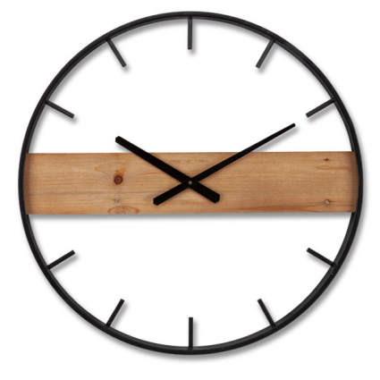 Wood Metal Wall Clock 