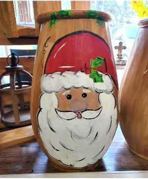 Wood Santa Vase Christmas