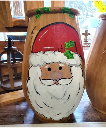 Wood Santa Vase Christmas in Eupora, MS | SARA'S FLOWERS AND GIFTS