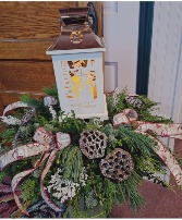 Wood Snowman lantern arrg. 