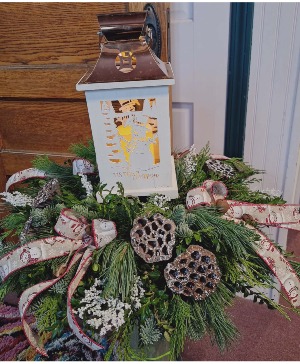 Wood Snowman lantern arrg. 