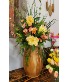 Wood vase arrangement silk flower 