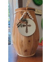 Wood vase with adornment Gift