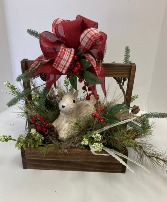 Wooden basket with deer Permanent botanical