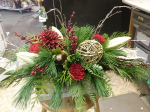 Wooden Beauty white wash sleigh arrangement in Mitchell, ON | FLORAL TREASURES Wooden Beauty white wash sleigh arrangement in Mitchell, ON | FLORAL TREASURES