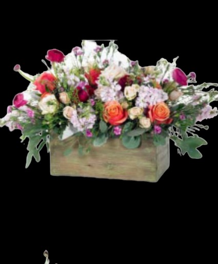 wooden box fresh arrangement mothers day