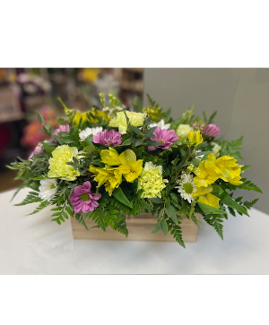 Wooden Box of Flowers 