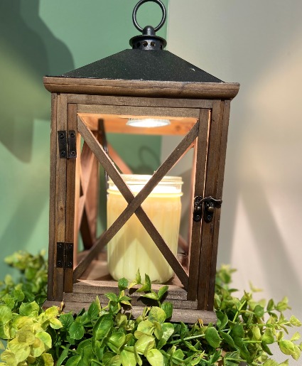 Wooden Candle Warmer Lantern with Candle 