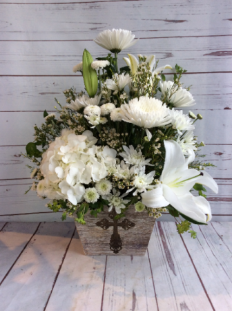 Wooden Cross Planter Sympathy