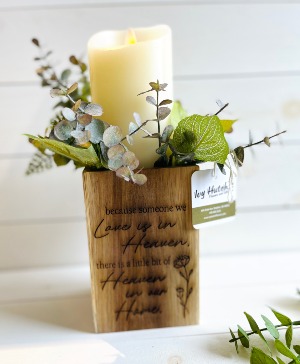 Wooden Engraved Box with Candle and Silks  
