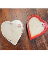 Wooden Heart Bowl Candle 