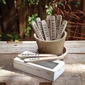 Wooden Herb Plant Stakes in Wooden Box, Set of 9 Gifts
