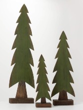 Wooden Oversized Evergreen Tree Set of 3 