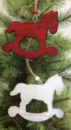 Wooden rocking horse Tree ornament