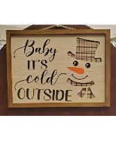 Wooden Snowman Sign Seasonal