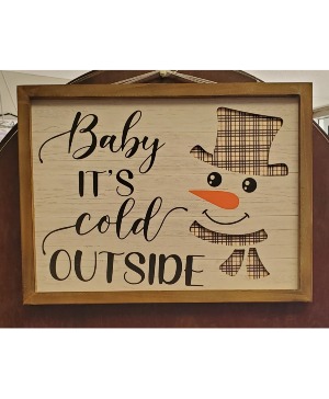 Wooden Snowman Sign Seasonal