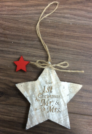 Wooden star Christmas tree ornament Engraveable Christmas ornaments