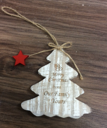 Wooden Tree  Engraveable personalized gift ornaments 