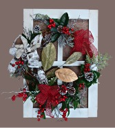 Wooden Window Frame Wreath 