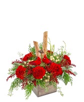 Woodland Cardinal Cheer Flower Arrangement