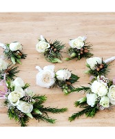 Woodsy Boutonnieres wedding flowers