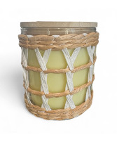 Woven Glass Candle with Wooden Lid Gift Item