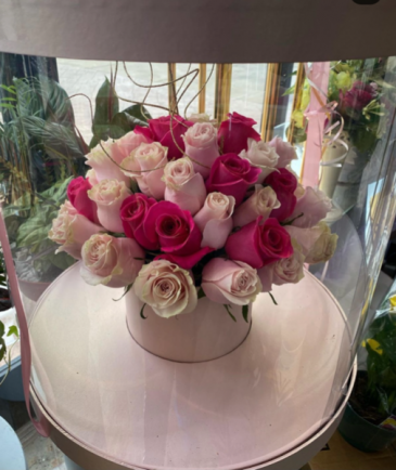 Wow box in shades of pink  in Dearborn, MI | LAMA'S FLORIST