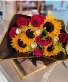 Wrapped bouquet roses and sunflowers  Valentine's 