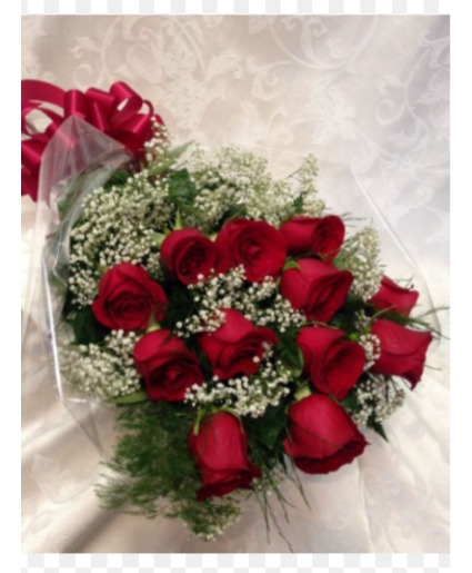 Wrapped dozen red Roses