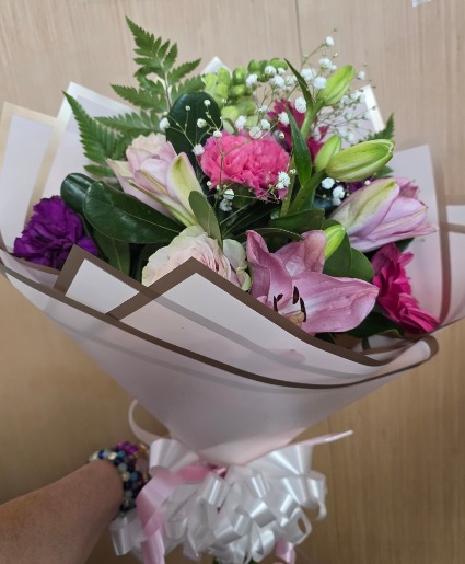 Wrapped Fresh Florals  Mixed Flower Bouquet