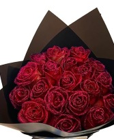 Wrapped Glittered Red Roses Arrangement