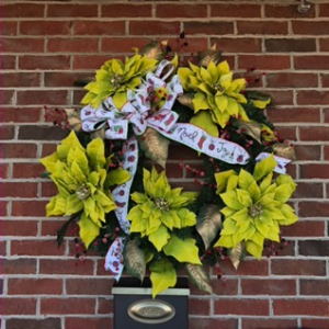 Lime green & Gold Joy Holiday Forever Flower Wreath