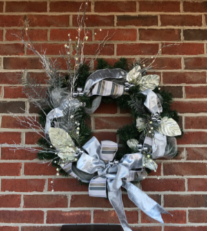 Pewter & Silver Elegance Holiday Forever Flower Wreath