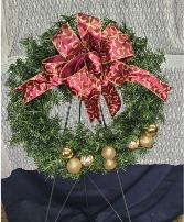 Wreath Small - Burgandy / Gold Bow  