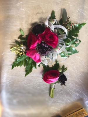 Raspberry Beret Wrist Corsage    