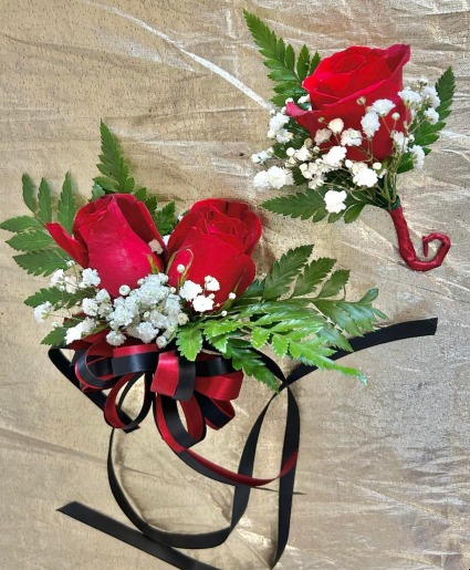 Wrist Corsage and Boutonniere (any color) corsage, boutonniere