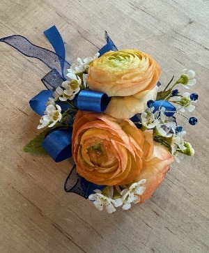 Wrist Corsage Ranunculus and Wax Flower Prom Wrist Corsage/ Wedding