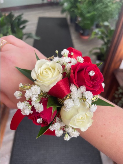 Wrist Corsage (red and white)