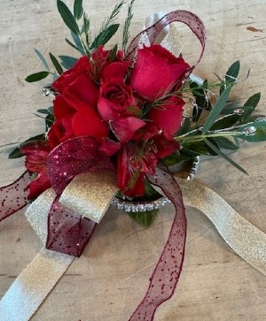 Wrist corsage red/burgundy Prom Wrist Corsage/ Wedding