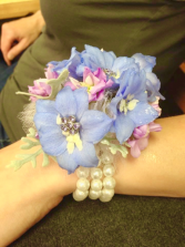Wrist Corsage with Pearl Bracelet  Corsage