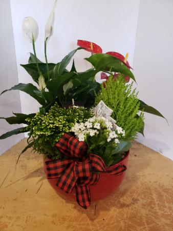 XL Round Red Planter Plants in Stouffville, ON | Centerpiece Flowers