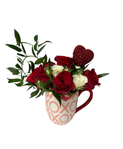 XO Mug and Roses Fresh Florals in a Mug