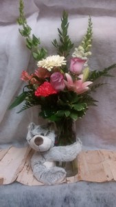 XOXOX Bear plush bear with cylinder vase