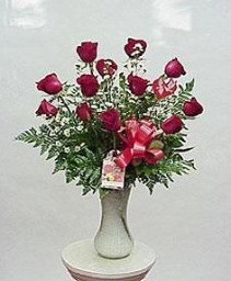 Dozen Red Roses in a Vase