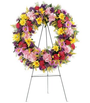 wreath funeral circle shaped teleflora flowers spray eternity sympathy adrian christian flower