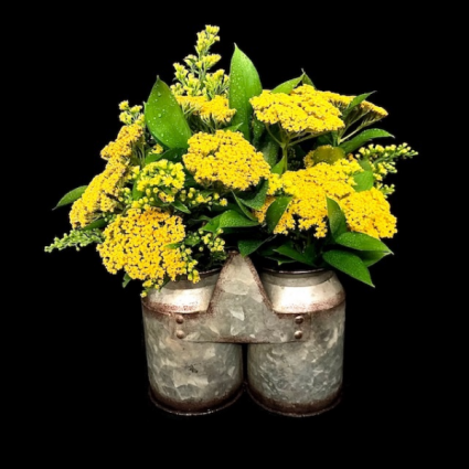 Yarrow Seasonal Flowers in Galvanized Containers