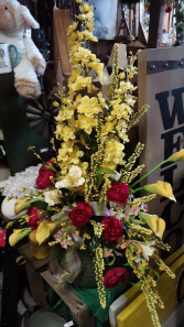Yellow flair! silk vase arrangement