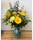 Yellow And Blue Blooms Fresh Arrangement 