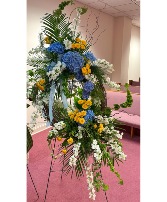 Yellow and Blue  sympathy wreath